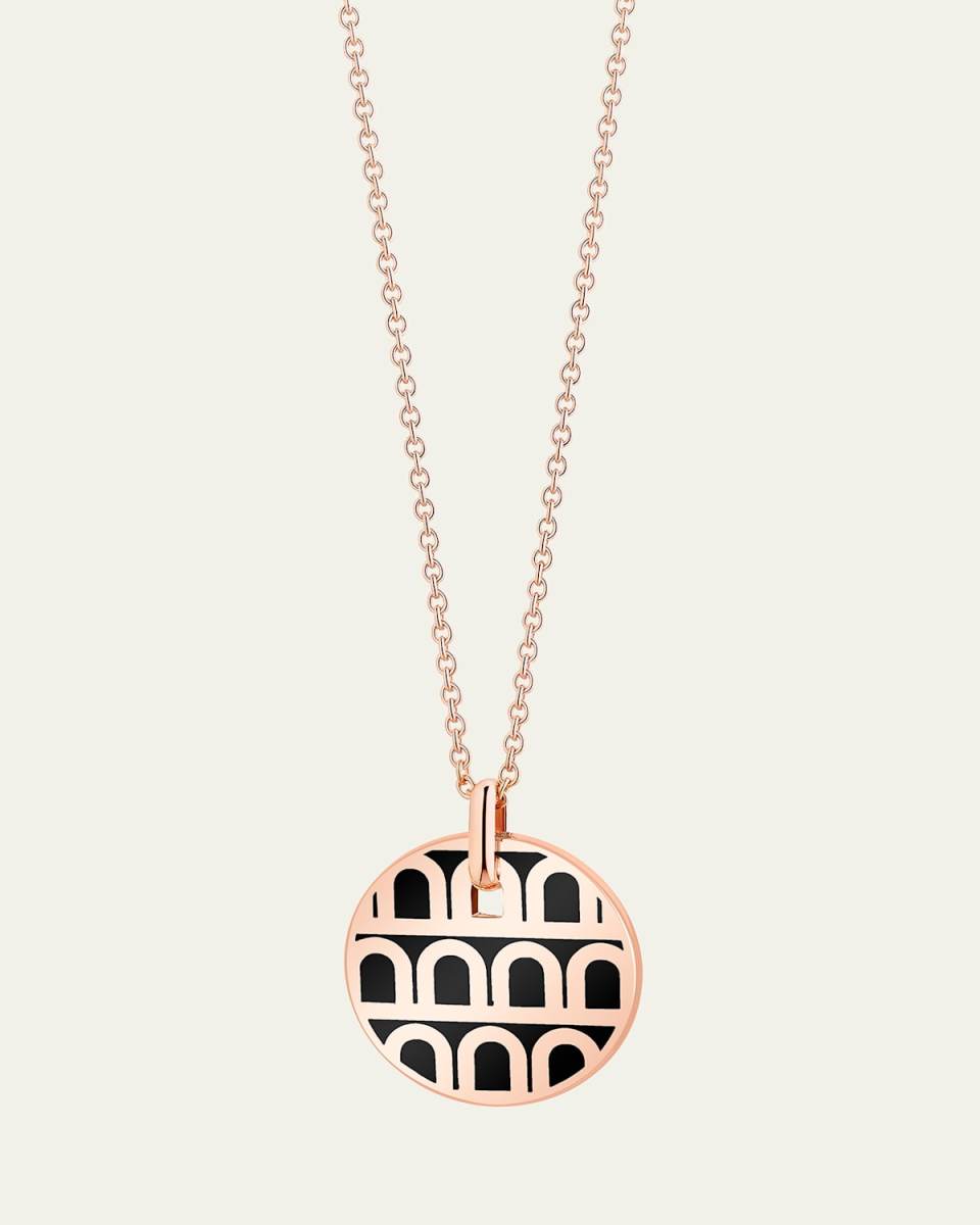 L'Arc de DAVIDOR Pendant Necklace PM in 18K Rose Gold with Caviar Lacquered Ceramic